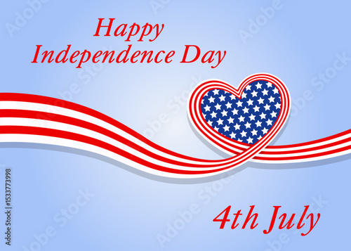 USA Independence Day banner America flag 4th july card
