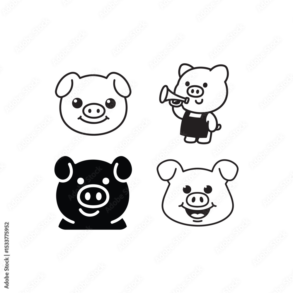 Cute pig cartoon vector illustration design Cute pig cartoon vector illustration design