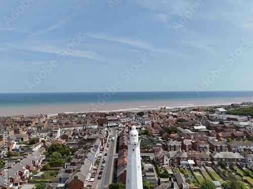 aerial view of  Withernsea Lighthouse Museum. East Yorkshire coast. England