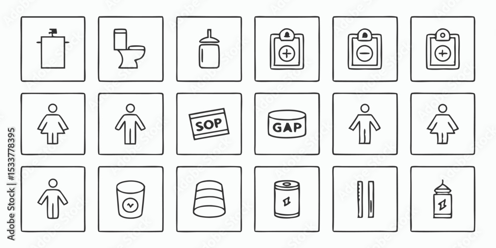 Vector illustration of twenty editable line icons for various public and business purposes Vector illustration of twenty editable line icons for various public and business purposes