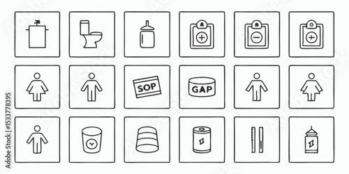 Vector illustration of twenty editable line icons for various public and business purposes