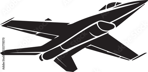 Fighter plane silhouette isolated on white background