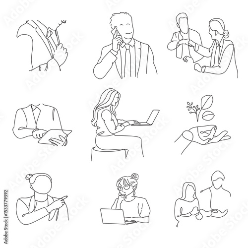  Minimalist Single Line Drawings of Corporate Life and Teamwork
