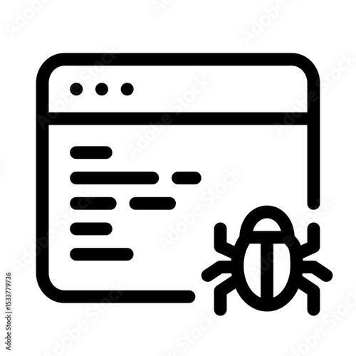 Code security icon for programming bug tracking and debugging symbol