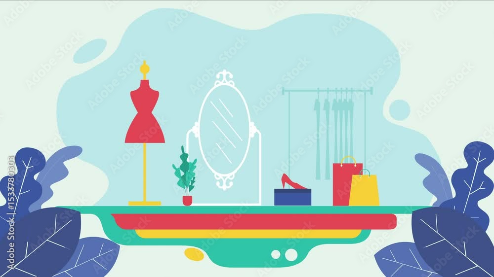 custom made wallpaper toronto digitalFashion Boutique Interior with Mannequin, Mirror, and Shopping Bags Flat Vector Illustration