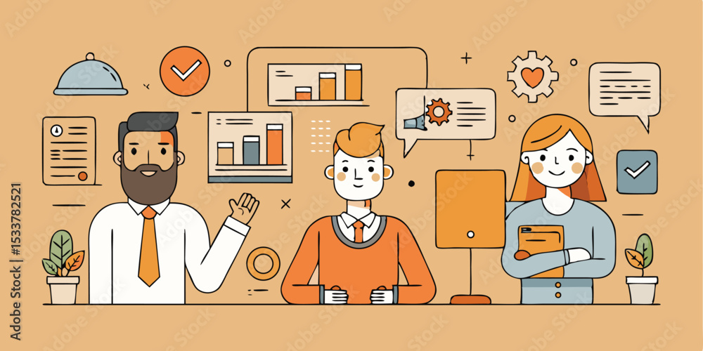 Fototapeta premium Business team analytics strategy vector illustration design