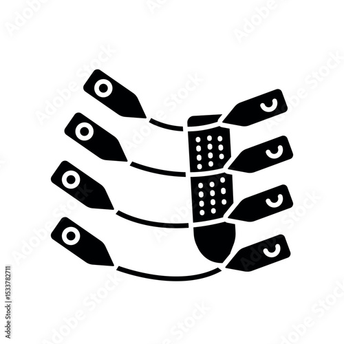 bionic rib prosthesis black glyph icon for digital and print projects.
