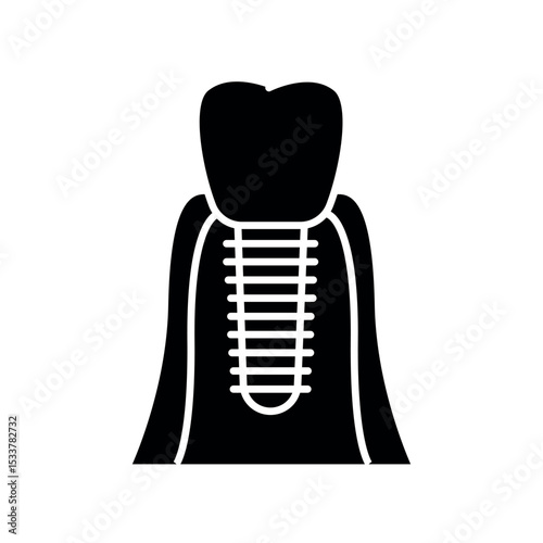 dental implant black glyph icon for digital and print projects.