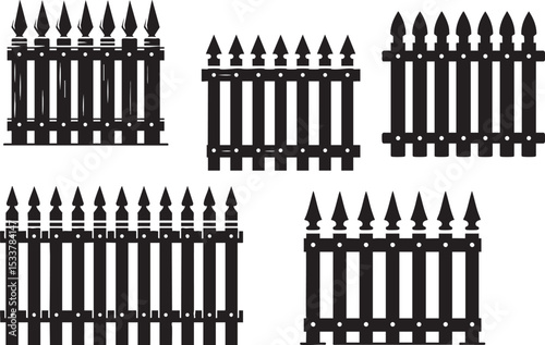 Black Vector Fence Silhouettes - Garden & Property Borders

