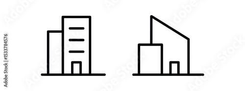 Minimalist icons of modern urban buildings vector line icon illustration