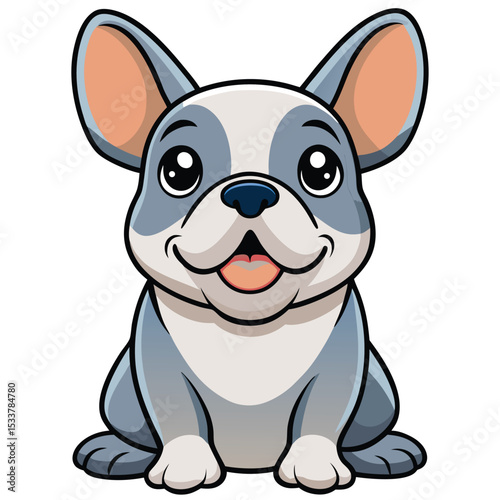 Playful French Bulldog sitting, ears wide, showing curiosity and charm.