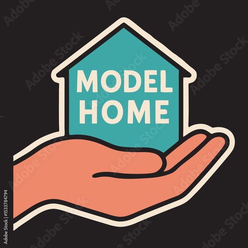 An icon of a model home gently cradled in a hand.