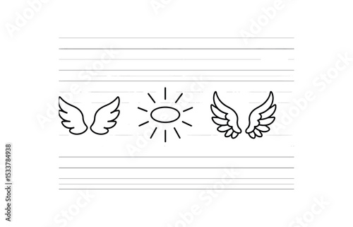 Nun icon with bible and rosary outline illustration vector line icon illustration