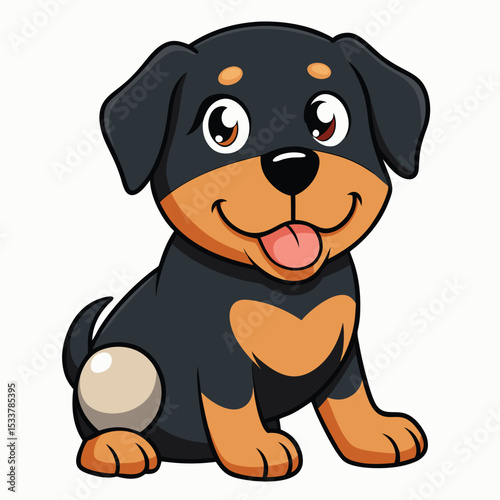 Rottweiler gently nudging a soft ball with its nose, a tender moment.