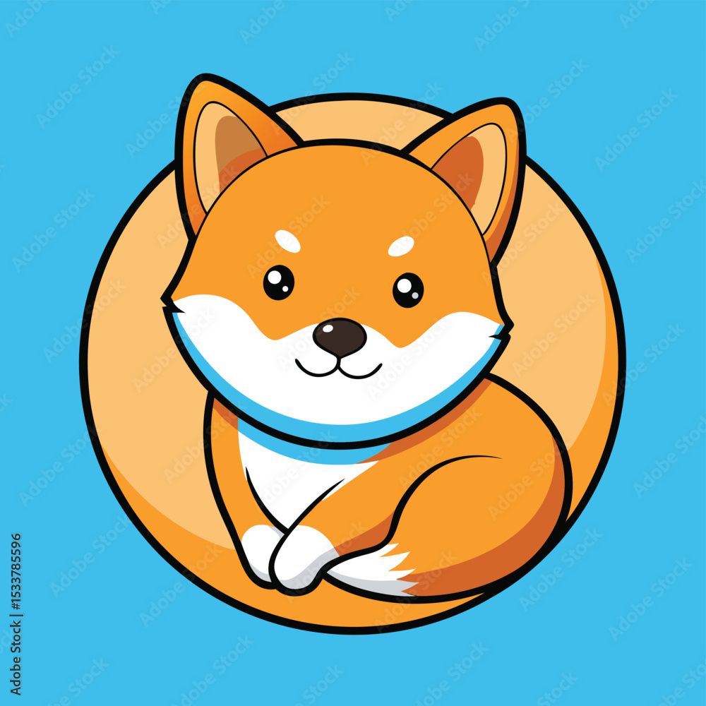 Fototapeta premium Shiba Inu curled up in a perfect circle, tail tucked, peaceful and warm.