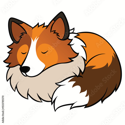 Shetland Sheepdog sleeping gracefully, its long coat spread, tranquil and calm.