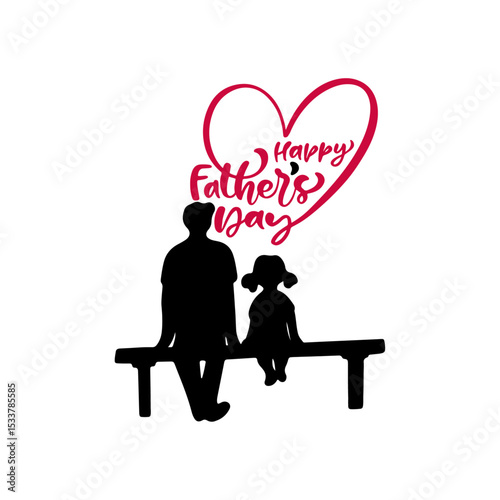 Happy Father's Day-Dad and Daughter Silhouette