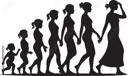 Female Life Stages Evolution Silhouette - Woman's Journey

