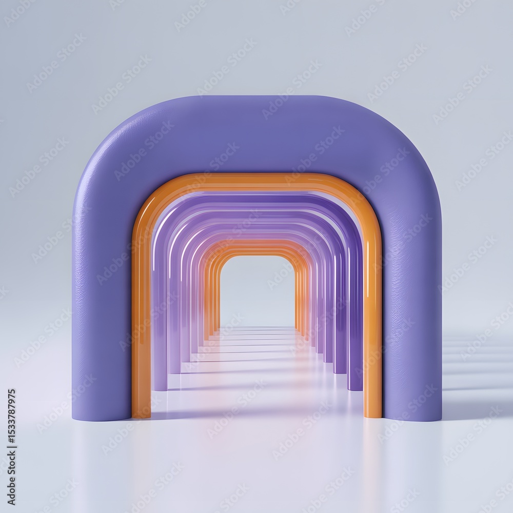 Fototapeta premium Repeating Arches in Purple and Orange