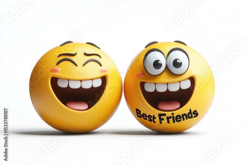 Two Cheerful Emoji Expressing Joy and Friendship Together