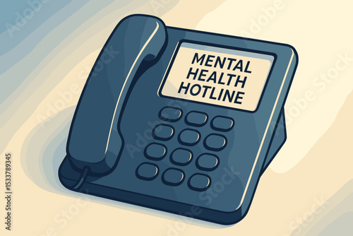 Blue telephone with mental health hotline sign offering support and connection