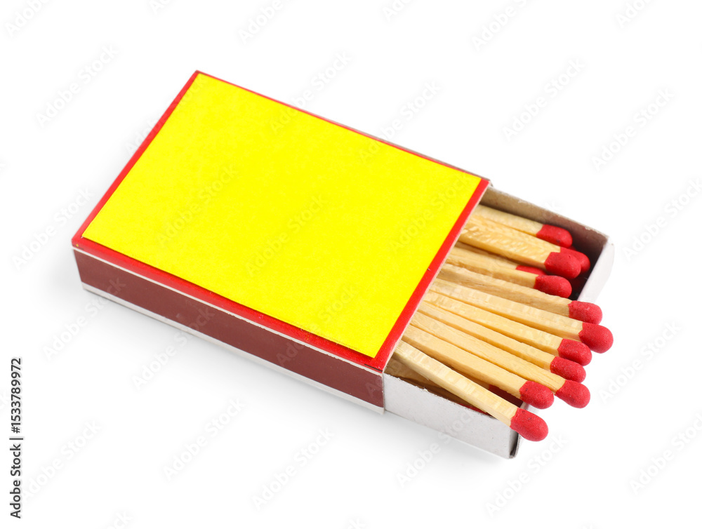 Obraz premium Matches in box isolated on white. Mockup for design