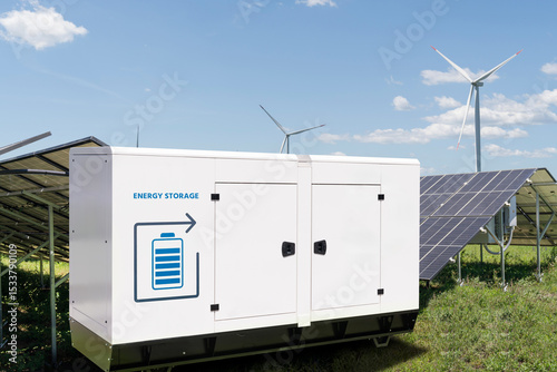 Solar power station with energy storage.