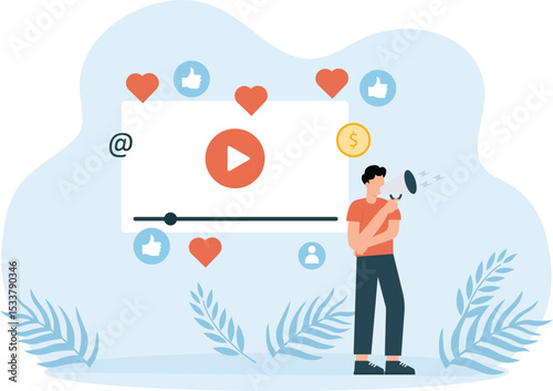 Video feedback,Video blogging modern concept for web banner design
