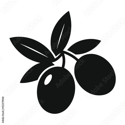 black olives with leaves silhouette