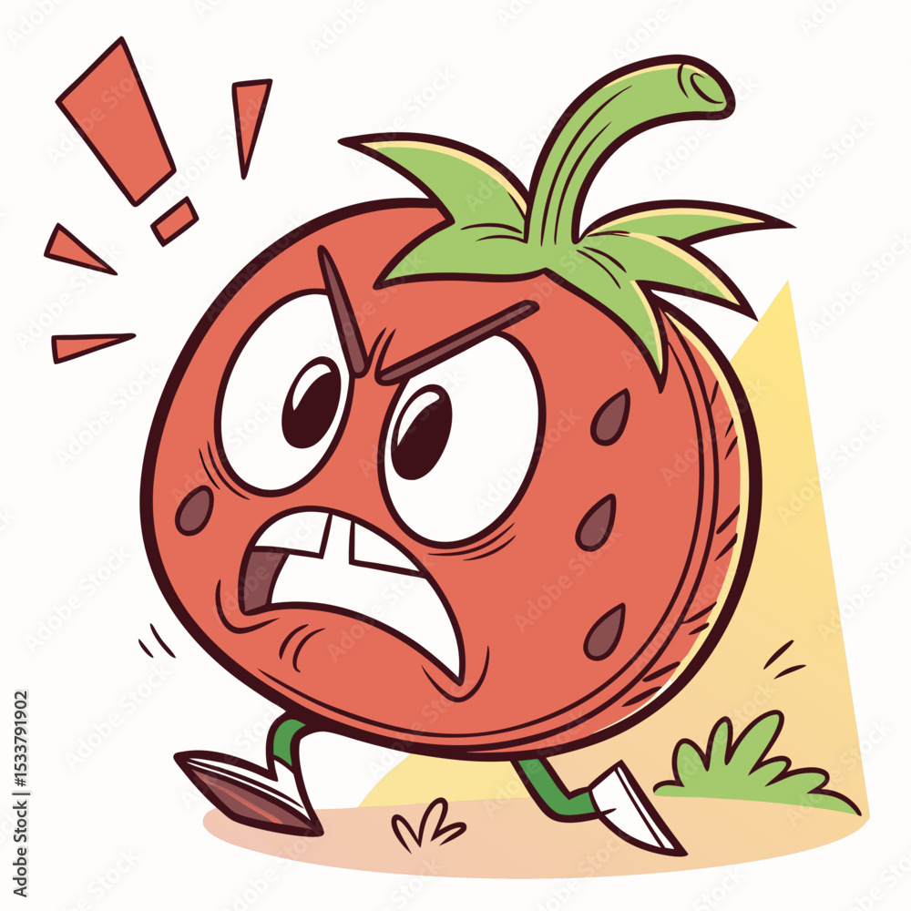 Obraz premium Angry Cartoon Tomato Vector