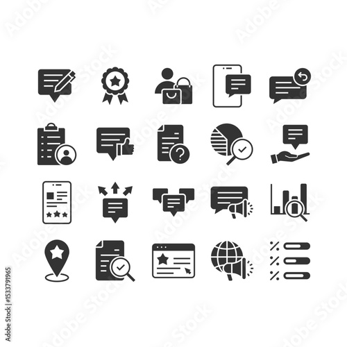set of survey icons, feedback, review