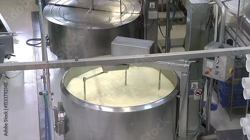 Production of Milk; Milk cooling tank for fresh cow's milk in operation