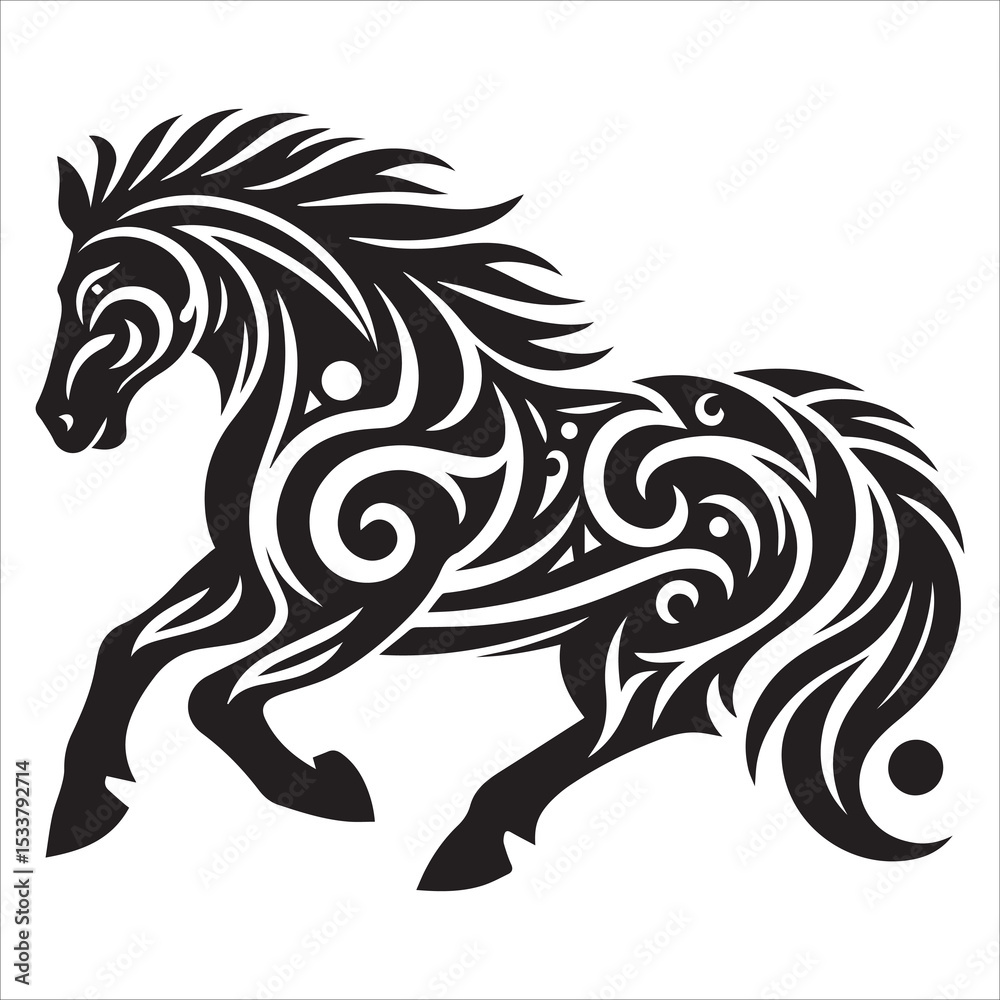 Obraz premium Tribal Horse Silhouette Vector,