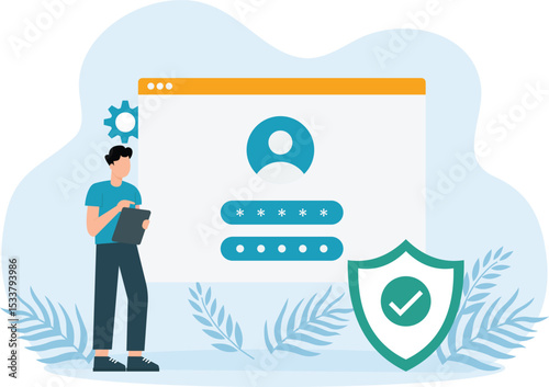 User protection,User data protection The hand is holding the phone

