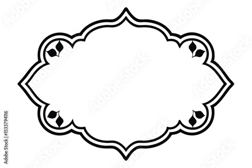 Elegant black and white ornamental frame with floral accents for decorative design