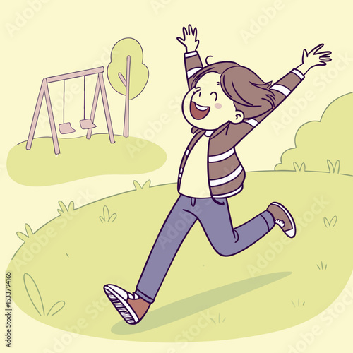 Excited Cartoon Kid Jumping