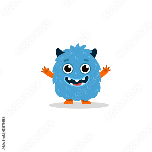 Cute cartoon monster on white background. Happy Alien. Funny monster in flat style. Vector illustration.
