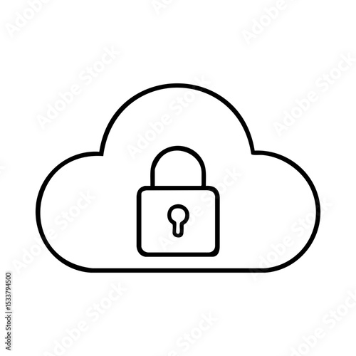 Cloud security icon with padlock for protected data storage