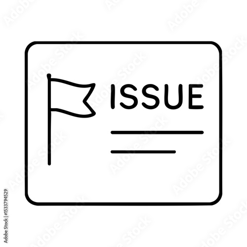 Issue report icon with warning flag and text document form