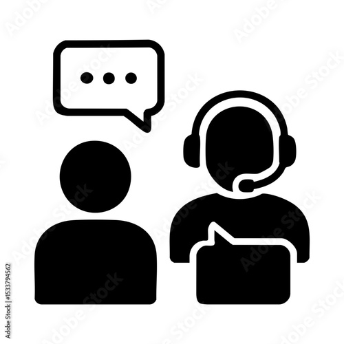 Live chat support icon with customer and agent conversation
