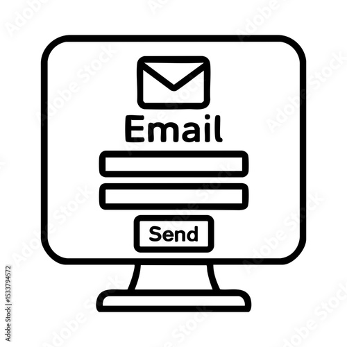 Email contact form icon on computer screen interface