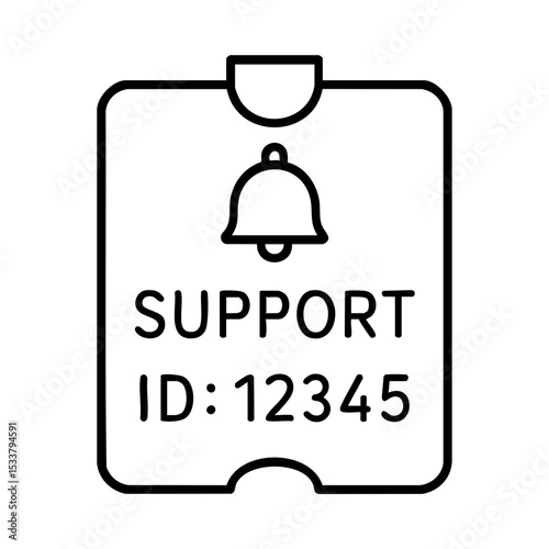 Support ticket icon with bell notification and ID number