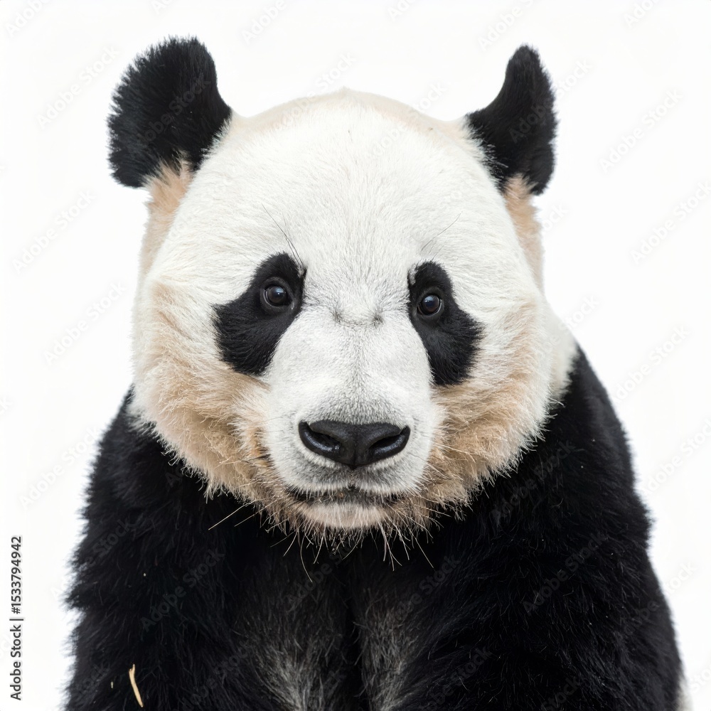 Naklejka premium Cute playful panda bear over white background