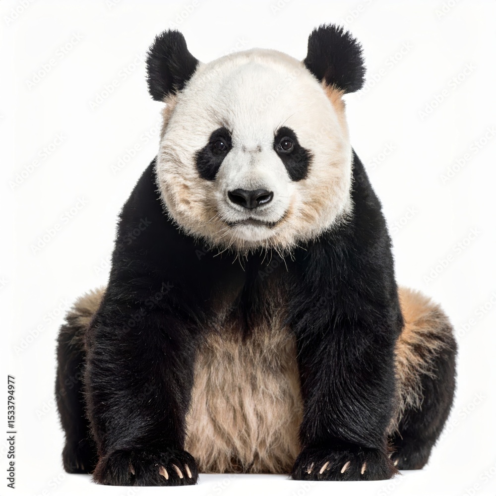 Fototapeta premium Cute playful panda bear over white background