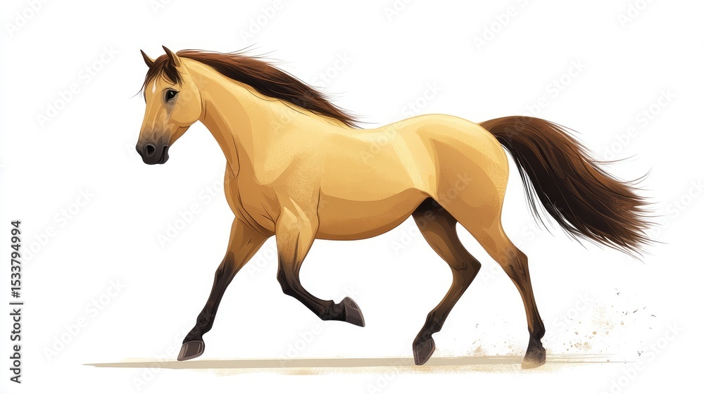 Obraz premium The majestic brown horse isolated on white background, world horse day July 11, march 1,