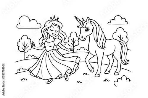 Book Coloring Page Coloring Princess Unicord For Kids