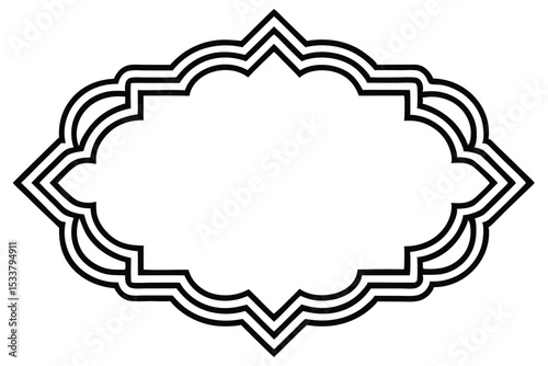 Elegant ornamental frame with three layers in black and white for decoration and design