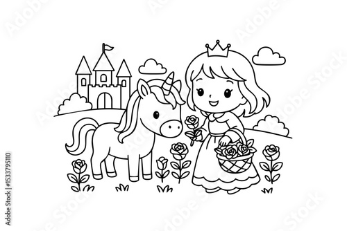 Book Coloring Page Coloring Princess Unicord For Kids