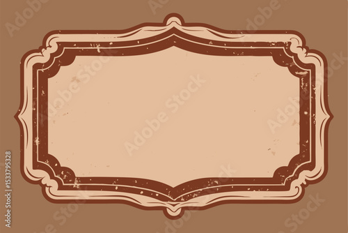 Vintage style decorative label frame with grunge texture in earth tone colors