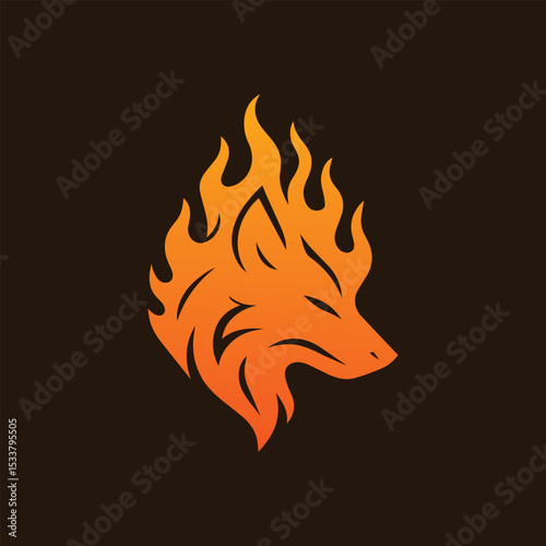 Fiery Fox Head Silhouette Logo
